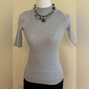 FREE WORLD Light Gray Ribbed Turtlenecks 34th Sleeves. Stretchy Material. Sz XS